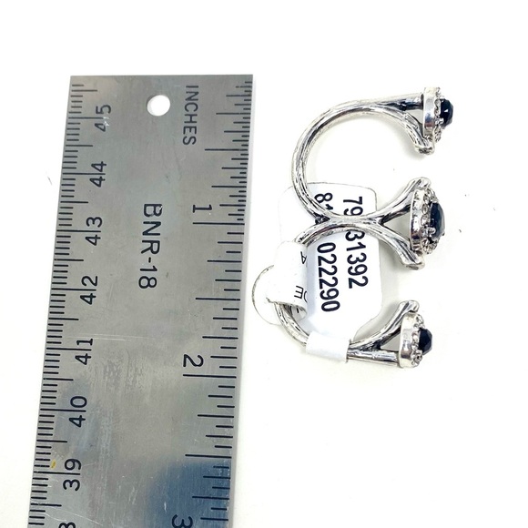 NWT Free People Triple Ring Black Stones Silver - Picture 5 of 5
